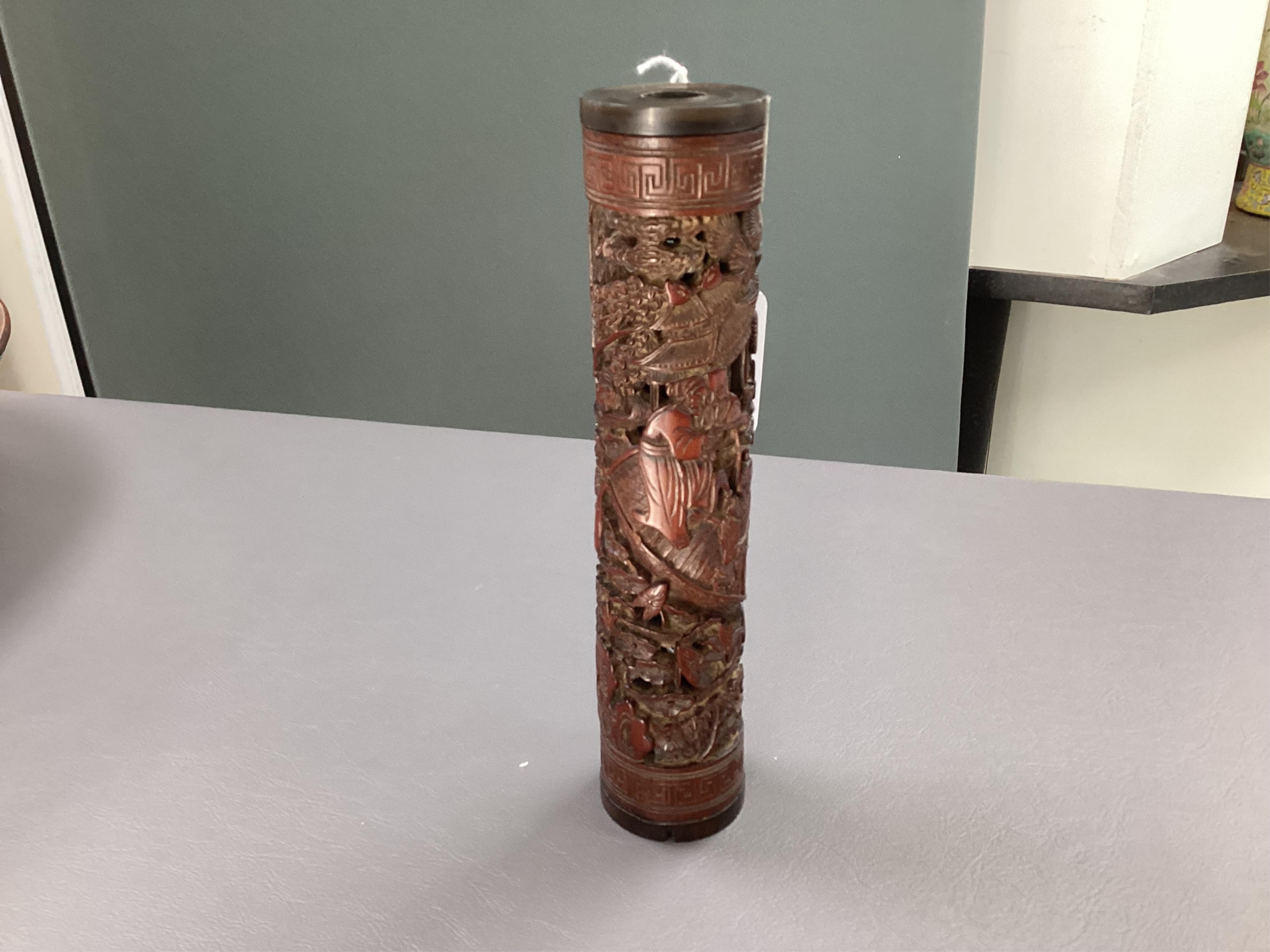 A Chinese reticulated bamboo perfume holder, 18th/19th century